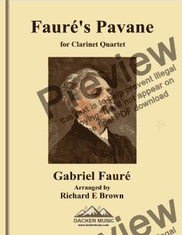 page one of Fauré's Pavane - Clarinet Quartet