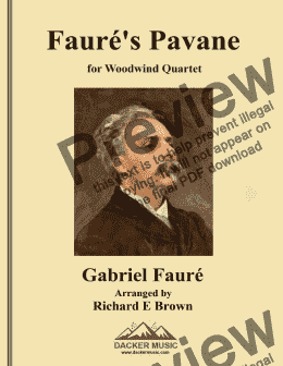 page one of Fauré's Pavane - Woodwind Quartet