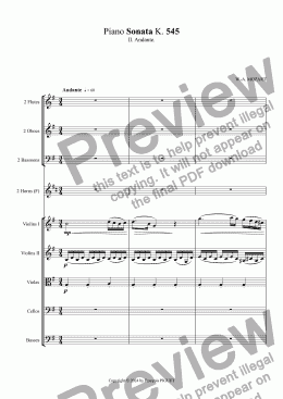 page one of MOZART Piano Sonata K 545 - Andante for orchestra