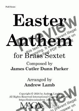 page one of James Cutler Dunn Parker | Easter Anthem | for Brass Sextet