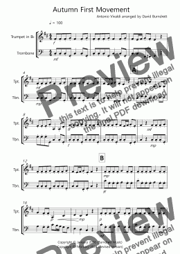 page one of Autumn (First Movement) for Trumpet and Trombone Duet