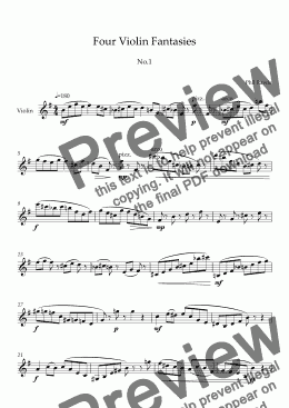 page one of Four Violin Fantasies - Unaccompanied Violin