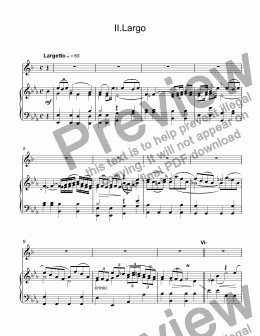 page one of Hummel, Johann Baptist Georg - Trumpet concerto Es-dur, II. Largo  for trumpet Bb & piano (arr.T. Dokshizer)