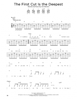 page one of The First Cut Is The Deepest (Guitar Cheat Sheet)