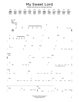 page one of My Sweet Lord (Guitar Cheat Sheet)