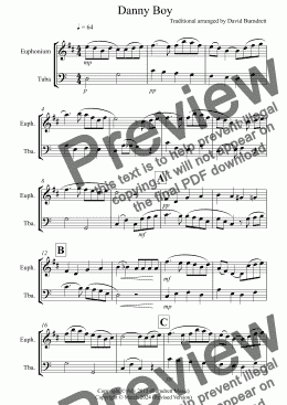 page one of Danny Boy for Euphonium and Tuba Duet