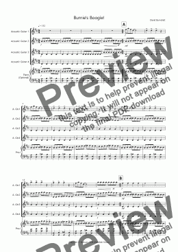 page one of Burnie's Boogie! for Beginning Guitar Quartet