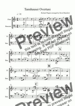 page one of Tannhauser Overture for Flute and Bassoon Duet