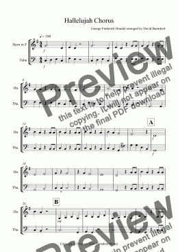 page one of Hallelujah Chorus for Horn and Tuba Duet