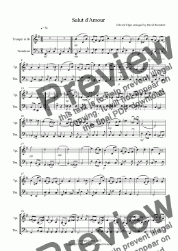 page one of Salut d'Amour for Trumpet and Trombone Duet