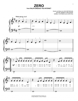 page one of Zero (from Ralph Breaks The Internet) (Big Note Piano)