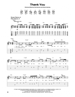 page one of Thank You (Easy Guitar Tab)