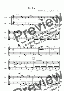 page one of Pie Jesu (from Requiem) for Horn Duet