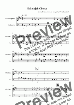 page one of Hallelujah Chorus Alto Saxophone and Cello Duet