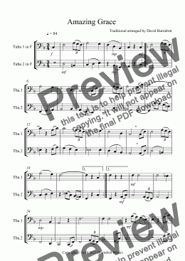 page one of Amazing Grace for Tuba Duet