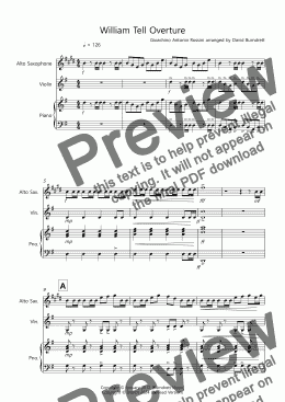 page one of William Tell Overture for Alto Saxophone and Violin Duet