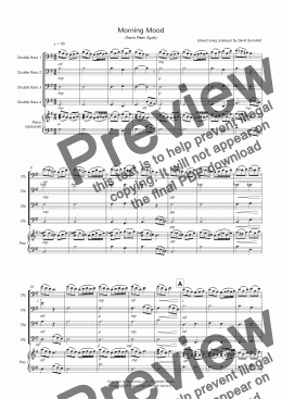 page one of Morning Mood (from Peer Gynt) for Double Bass Quartet