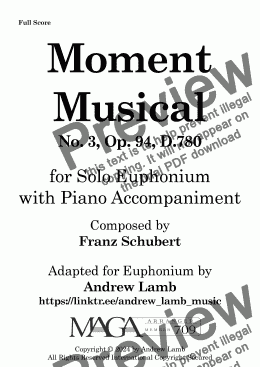 page one of Franz Schubert | Moment Musical | for Euphonium and Piano