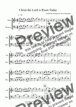 page one of Christ the Lord is Risen Today for Oboe and Bassoon Duet