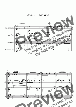 page one of Wistful Thinking - Saxophone Quartet