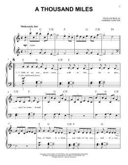 page one of A Thousand Miles (Easy Piano)