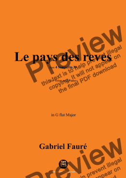 page one of G. Fauré-Le pays des reves,in G flat Major