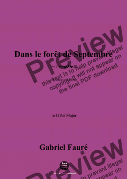 page one of G. Fauré-Dans le forêt de Septembre,in G flat Major