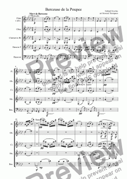 page one of Berceuse de la Poupee  Grovlez for wind quintet