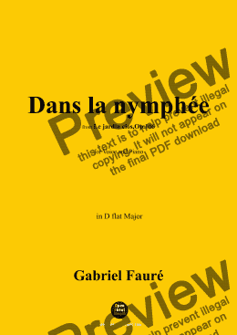 page one of G. Fauré-Dans la nymphée,in D flat Major