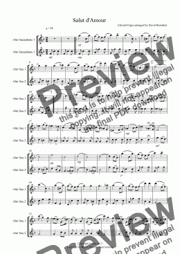 page one of Salut d'Amour for Alto Saxophone Duet