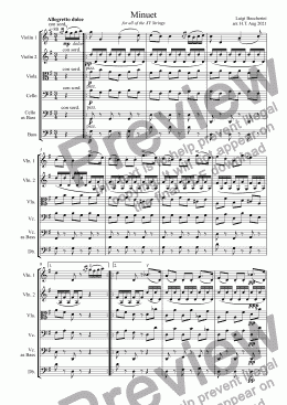 page one of Minuet by Boccherini