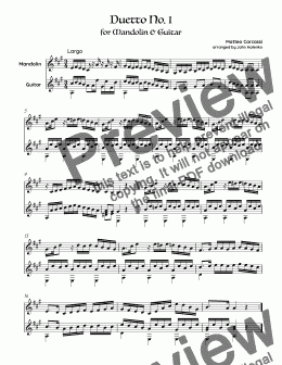 page one of Duetto No 1 - Score