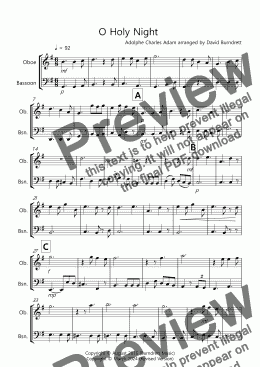 page one of O Holy Night for Oboe and Bassoon Duet