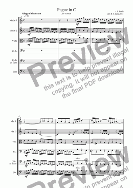 page one of Fugue in C for Strings