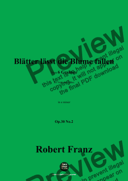 page one of R. Franz-Blatter lasst die Blume fallen,in e minor