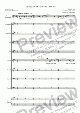 page one of Tallis: Loquebantur, -bantur, -bantur