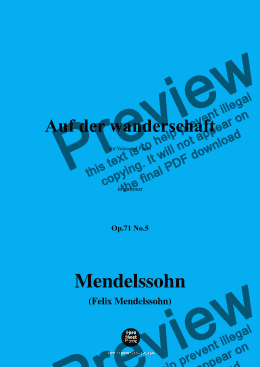 page one of F. Mendelssohn-Auf der wanderschaft,Op.71 No.5,in a minor