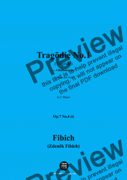 page one of Fibich-Tragödie No.1(Tragédie),in C Major ,Op.7 No.4