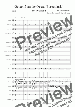 page one of Gopak from the opera %22Sorochinsk%22 - Mussorgsky - Orchestra - Score