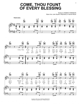 page one of Come, Thou Fount Of Every Blessing (Piano, Vocal & Guitar Chords (Right-Hand Melody))