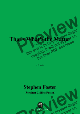 page one of S. Foster-That's What's the Matter,in D Major