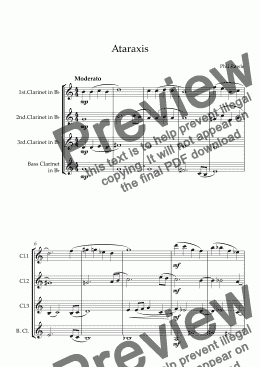 page one of Ataraxis - Clarinet Quartet