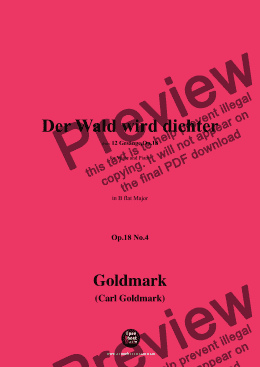 page one of C. Goldmark-Der Wald wird dichter,Op.18 No.4,in B flat Major