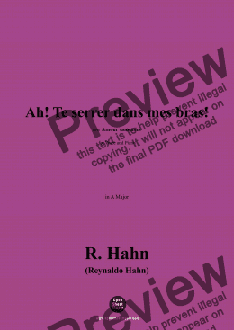 page one of R. Hahn-Ah!Te serrer dans mes bras!,in A Major