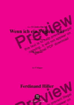 page one of F. Hiller-Wenn ich ein Vöglein wär',Op.111 No.6,in F Major