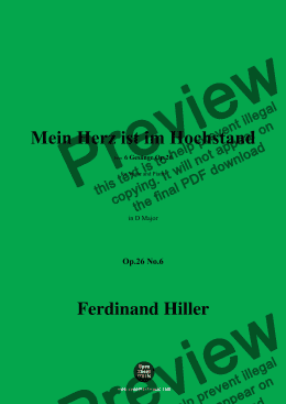 page one of F. Hiller-Mein Herz ist im Hochstand,Op.26 No.6,in D Major