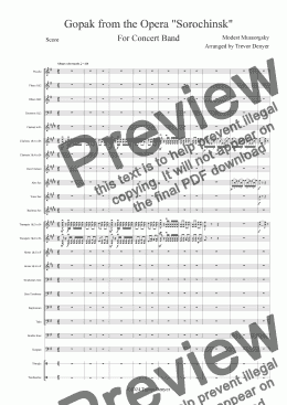 page one of Gopak from the opera %22Sorochinsk%22 - Mussorgsky - Concert Band - Score