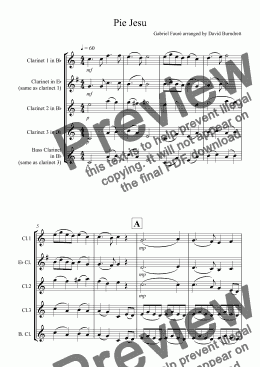 page one of Pie Jesu (from Requiem) for Mixed Clarinet Trio