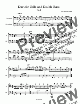 page one of Duet for Cello and Double Bass