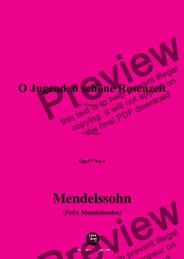 page one of F. Mendelssohn-O Jugend,o schöne Rosenzeit,Op.57 No.4